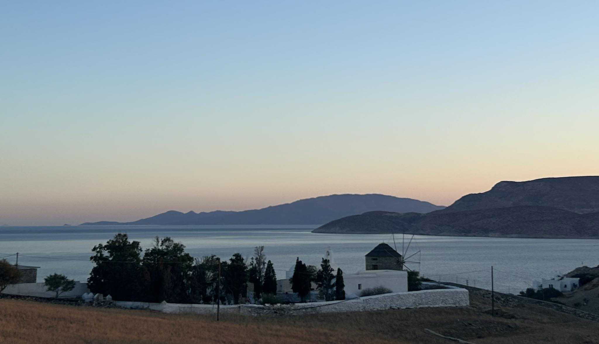 This is chora of scinoussa offering an excellent view of the Aegean Sea